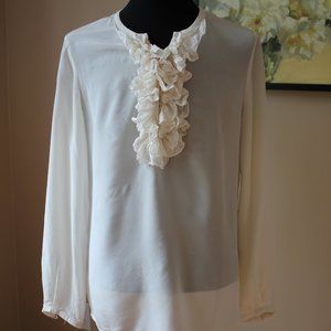 Olsen 100% Silk Ruffle Blouse